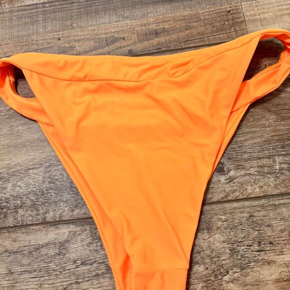 SHEIN Orange Hi Rise Swimwear Women's Vacation Beach Medium Bikinis Bottom - Picture 2 of 3
